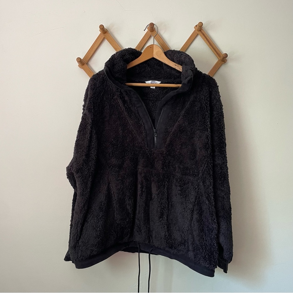 JoyLab Black Fleece Fuzzy 1/2 Zip Pullover